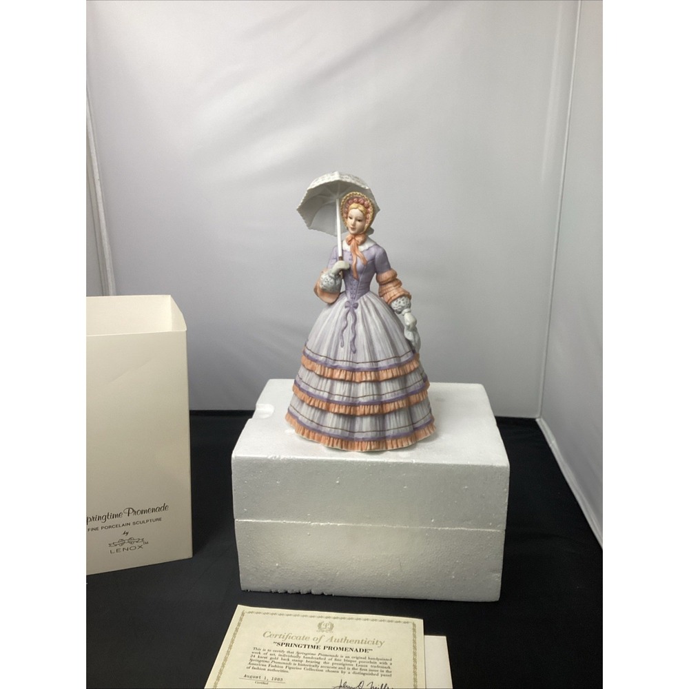 Lenox - Springtime Promenade Fine Porcelain Figurine Sculpture w Umbrella MINT